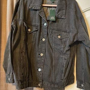 Trendy Washed black denim jacket